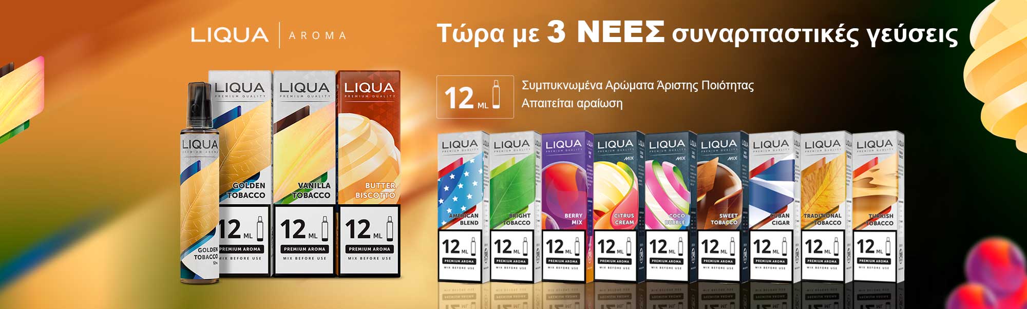 BANNER Liqua 12ml Bottle 60ml Golden Tob Vanilla Tob Butter Biscotto inner